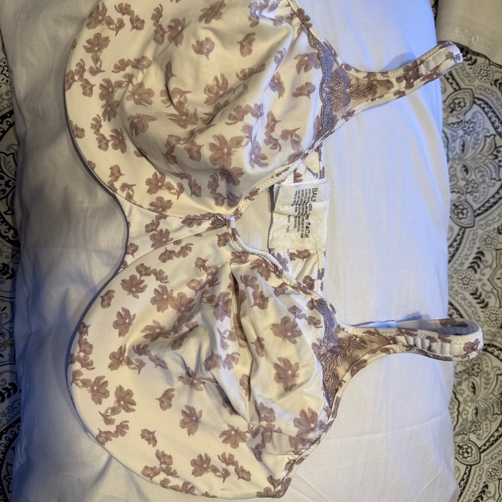 Bali Floral Print Bra in Cream and Purple